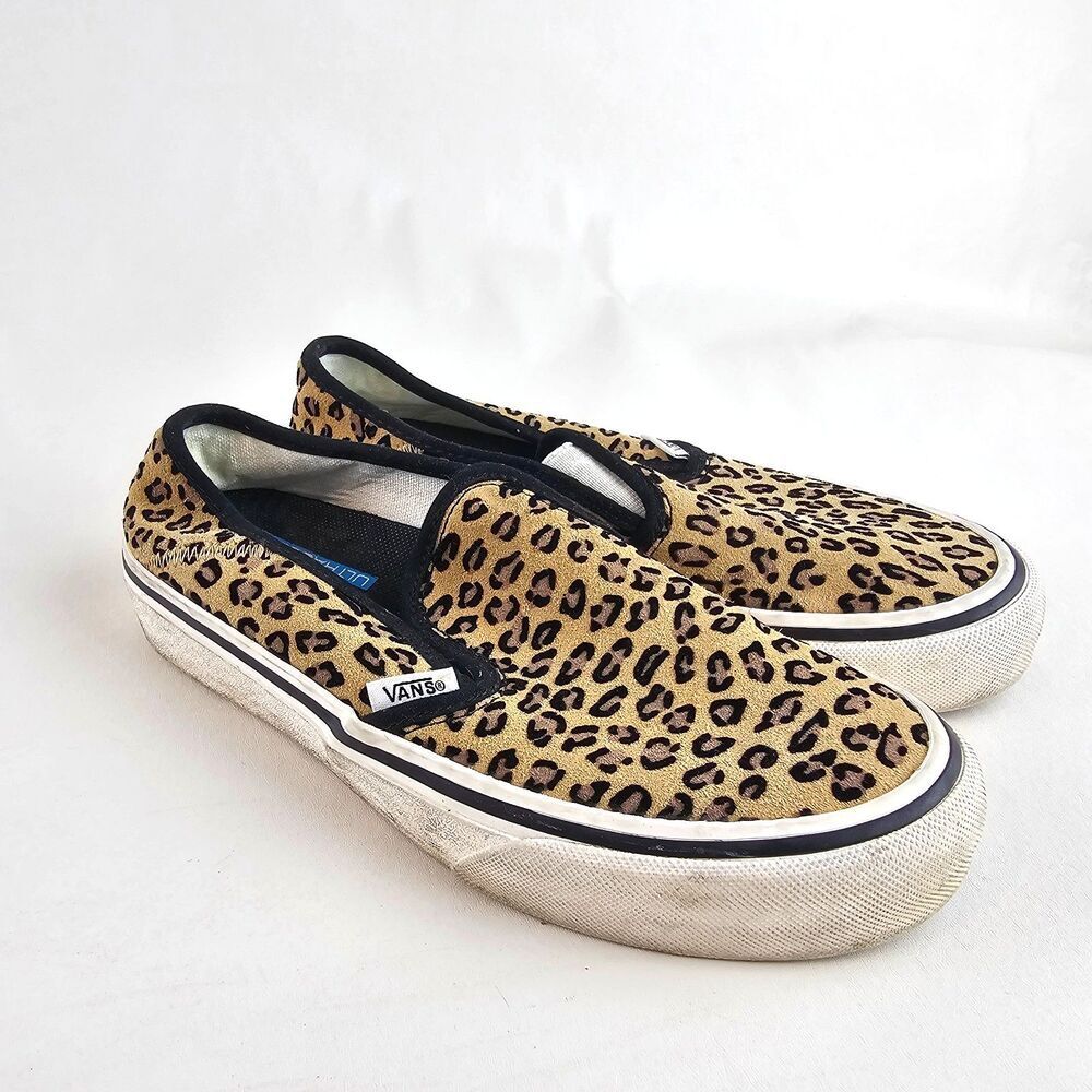Vans Slip On Womens 6 Leopard Tan Skate Shoes Animal Print Classic Low Top